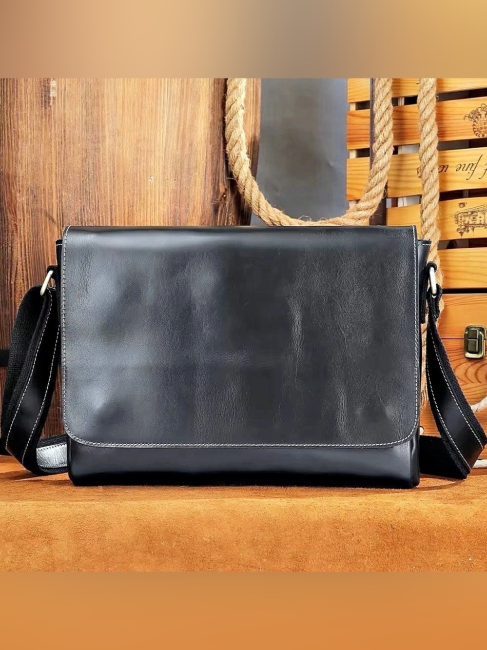 Black Messenger Shoulder Bag